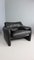 Sillón Maralunga de cuero negro de Vico Magistretti para Cassina, años 80, Imagen 6