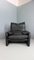 Sillón Maralunga de cuero negro de Vico Magistretti para Cassina, años 80, Imagen 2