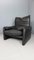 Sillón Maralunga de cuero negro de Vico Magistretti para Cassina, años 80, Imagen 3