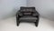 Sillón Maralunga de cuero negro de Vico Magistretti para Cassina, años 80, Imagen 5