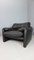 Sillón Maralunga de cuero negro de Vico Magistretti para Cassina, años 80, Imagen 4