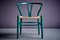 Sillas Wishbone vintage de laca verde de Hans J. Wegner para Carl Hansen & Søn, años 50. Juego de 10, Imagen 4