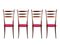 Sillas de comedor de madera y tela magenta de Paolo Buffa, años 50. Juego de 4, Imagen 12