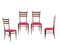 Sillas de comedor de madera y tela magenta de Paolo Buffa, años 50. Juego de 4, Imagen 1