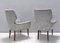 Set of Vintage Italian Satin Grey Lounge Chairs with Walnut Frame, 1950s 5
