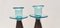 Vintage Italian Candleholders in Brown and Aquamarine Murano Glass, 1980s, Set of 2 5