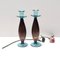 Vintage Italian Candleholders in Brown and Aquamarine Murano Glass, 1980s, Set of 2 2