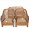 Canapé et Fauteuils Vintage en Rotin, 1970s, Set de 3 1