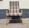 Fauteuil à Haut Dossier en Laine à Damier et Chêne de Getama, Danemark,1970s 5