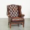 Chesterfield Wing Chair in Brown Cow Leather 1