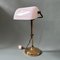 Vintage Bankers Lamp with White Glass Lampshade, Image 1