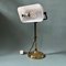 Vintage Bankers Lamp with White Glass Lampshade, Image 5