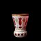 Biedermeier White Overlaid Clear Glass with Gold and Flower Motifs Painted Enamel, Deep Cut Lenses and Gold Red Vase, 1890s 1