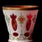 Biedermeier White Overlaid Clear Glass with Gold and Flower Motifs Painted Enamel, Deep Cut Lenses and Gold Red Vase, 1890s 3