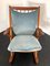 Teak Rocking Chair with Mohair Velvet Cover in Ice Blue by Frank Reenskaug for Bramin, Denmark, 1960s 13