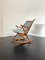 Teak Rocking Chair with Mohair Velvet Cover in Ice Blue by Frank Reenskaug for Bramin, Denmark, 1960s 12