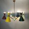 Double Colored Cone Chandelier, 1950s 4