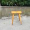Pine Stool with Concave Seat and Pencil Legs, France, 1970s 2