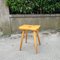 Pine Stool with Concave Seat and Pencil Legs, France, 1970s 1