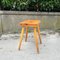 Pine Stool with Concave Seat and Pencil Legs, France, 1970s 9