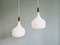 Scandinavian Pendant Lights in Teak and White Opaline Glass from Holmegaard, 1960s, Set of 2 1