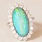 Vintage 18k White Gold Daisy Ring with Doublet Opal and Brilliant Cut Diamonds, 1960s 1