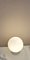 Mid-Century German Ceiling Lamp with Cream-White Plastic Mount and White Spherical Glass Shade, 1950s 3