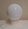 Mid-Century German Ceiling Lamp with Cream-White Plastic Mount and White Spherical Glass Shade, 1950s 2