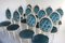 Wooden Chairs in Blue Velvet, Italy, 1960, Set of 12, Image 2