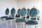 Wooden Chairs in Blue Velvet, Italy, 1960, Set of 12, Image 4