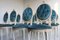 Wooden Chairs in Blue Velvet, Italy, 1960, Set of 12, Image 3