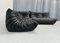 Juego de salón Togo francés de cuero negro de Michel Ducaroy para Ligne Roset., Juego de 3, Imagen 11