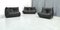 Mobilier de Salon Togo en Cuir Noir par Michel Ducaroy pour Ligne Roset, France, Set de 3 8