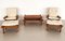 Italian Country Living Room Set in Oak with Bouclé Upholstery, 1970s, Set of 5, Image 1