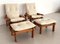 Italian Country Living Room Set in Oak with Bouclé Upholstery, 1970s, Set of 5, Image 2