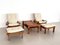 Italian Country Living Room Set in Oak with Bouclé Upholstery, 1970s, Set of 5, Image 3