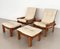 Italian Country Living Room Set in Oak with Bouclé Upholstery, 1970s, Set of 5, Image 21