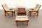 Italian Country Living Room Set in Oak with Bouclé Upholstery, 1970s, Set of 5, Image 10