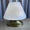 Mid-Century Italian Murano Glass Swirl Mushroom Table Lamp with Brass Base, 1970s 1