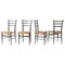 Chiavari Chairs in Ebonized Wood and Straw by Gio Ponti for Fratelli Spinetto, Italy, 1940s, Set of 4 1
