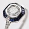 Art Deco Modern Sapphires Diamonds Platinum Ring, Image 8