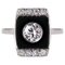 Art Deco Diamant Onyx Platin Ring, 1930er 1