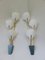 Large Italian Brass & White Acrylic Glass Wall Lights, 1950s, Set of 2 1