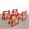 Red Vienna Straw Folding Chairs Mod. Trieste by A. Jacober and p.daniello for Bazzani, 1970s, Set of 4 2