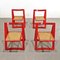 Red Vienna Straw Folding Chairs Mod. Trieste by A. Jacober and p.daniello for Bazzani, 1970s, Set of 4 3