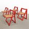 Red Vienna Straw Folding Chairs Mod. Trieste by A. Jacober and p.daniello for Bazzani, 1970s, Set of 4 1