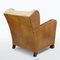 Antique Leather and Fabric Armchair with Ears, 1920s 3
