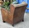 Antique Leather and Fabric Armchair with Ears, 1920s 13