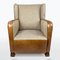 Antique Leather and Fabric Armchair with Ears, 1920s 6