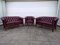 Chesterfield Group 2+2+1 in Red Leather, Set of 3 7